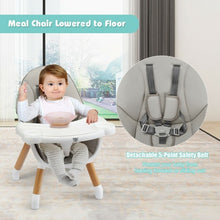 Load image into Gallery viewer, 4-in-1 Baby Wooden Convertible High Chair -Gray
