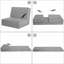 Load image into Gallery viewer, Convertible Lounger Folding Sofa Sleeper Bed-Gray

