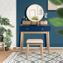 Load image into Gallery viewer, Makeup Vanity Table Set 3 Color Lighting Dressing Table-Navy
