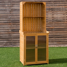 Load image into Gallery viewer, Wooden Potting Bench Outdoor Storage Cabinet
