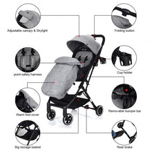 Load image into Gallery viewer, Lightweight Foldable Pushchair Baby Stroller with Foot Cover-Gray
