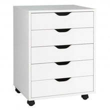 Load image into Gallery viewer, 5 Drawer Mobile Lateral Filing Storage Home Office Floor Cabinet w/Wheels-White
