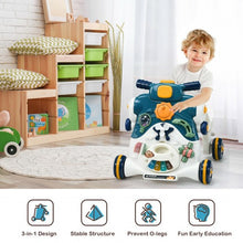 Load image into Gallery viewer, 3-in-1 Baby Sit-to-Stand Walker with Music and Lights-Blue
