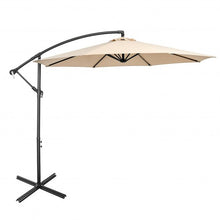 Load image into Gallery viewer, 10FT Offset Umbrella with 8 Ribs Cantilever and Cross Base Tilt Adjustment-Beige
