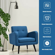 Load image into Gallery viewer, Modern Upholstered Comfy Accent Chair Single Sofa with Rubber Wood Legs-Navy
