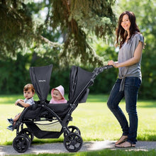 Load image into Gallery viewer, Foldable Lightweight Front Back Seats Double Baby Stroller-Black
