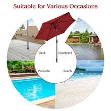 Load image into Gallery viewer, 9 ft Outdoor Market Patio Table Umbrella Push Button Tilt Crank Lift-Burgundy
