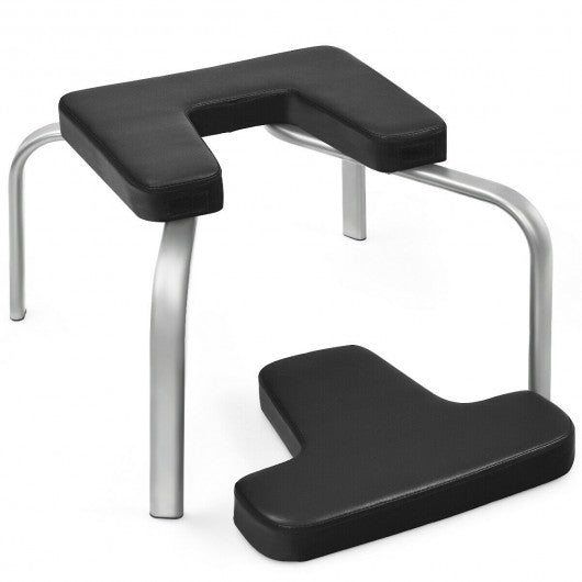 Yoga Iron Headstand Bench w/ PVC Pads for Family Gym-Black