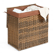 Load image into Gallery viewer, Hand-woven Foldable Rattan Laundry Basket-Brown
