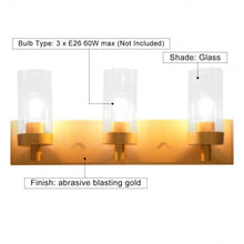 Load image into Gallery viewer, 3-Light Vanity Lamp w/ Gold Finish and Clear Glass Shade
