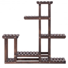 Load image into Gallery viewer, 6-Tier Garden Wooden Plant Flower Stand Shelf for Multiple Plants Indoor/Outdoor

