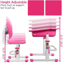 Load image into Gallery viewer, Kids Desk and Chair Set Children&#39;s Study Table Storage-Pink

