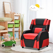 Load image into Gallery viewer, Kids Youth PU Leather Gaming Sofa Recliner with Headrest and Footrest-Red
