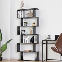 Load image into Gallery viewer, 6-Tier S-Shaped Bookcase Z-Shelf Style Storage Bookshelf-Black
