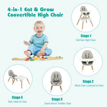 Load image into Gallery viewer, 4-in-1 Baby Wooden Convertible High Chair -Gray
