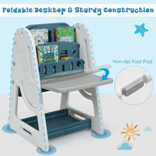 Load image into Gallery viewer, 2 in 1 Kids Easel Desk Chair Set Book Rack Adjustable Art Painting Board-Blue
