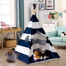 Load image into Gallery viewer, 5&#39; White &amp; Blue Portable Indian Children Sleeping Dome Play Tent
