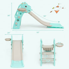 Load image into Gallery viewer, 3 in 1 Kids Slide Baby Play Climber Slide Set with Basketball Hoop -Green
