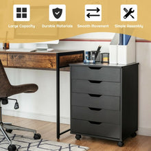Load image into Gallery viewer, 5 Drawer Mobile Lateral Filing Storage Home Office Floor Cabinet with Wheels-Black
