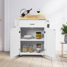 Load image into Gallery viewer, Utility Rolling Storage Cabinet Kitchen Island Cart with Spice Rack-White
