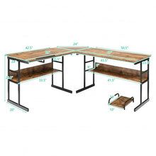 Load image into Gallery viewer, L-Shaped Computer Desk with Tiltable Tabletop-Rustic Brown
