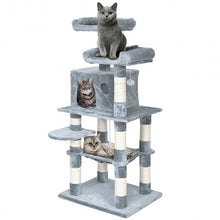 Load image into Gallery viewer, 55&quot; Multi-Level Kitten Activity Tower with Hammock-Light Gray
