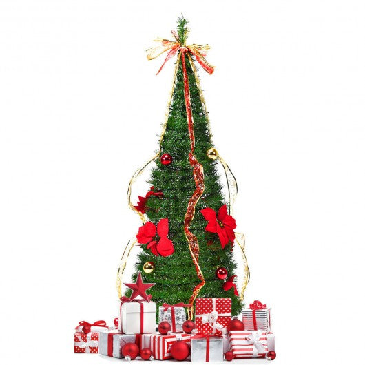 4 Ft Pre-lit Spruce Christmas Tree with Bows and Ribbon