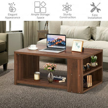 Load image into Gallery viewer, Coffee Table Sofa Side Table with Storage Shelves -Walnut
