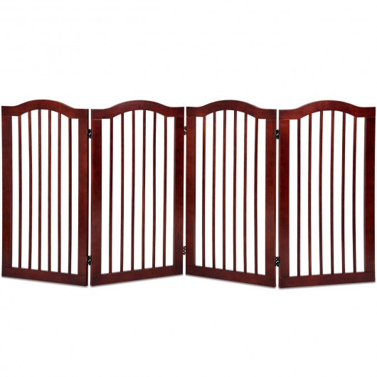 4 Panels Folding Freestanding Wood Pet Dog Safety Gate-36