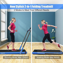 Load image into Gallery viewer, 2-in-1 Folding Treadmill with RC Bluetooth Speaker LED Display-Blue
