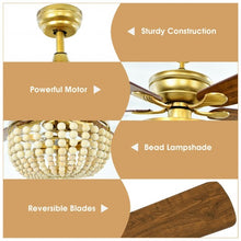 Load image into Gallery viewer, 52&quot; Retro Ceiling Fan Light with Reversible Blades Remote Control-Golden
