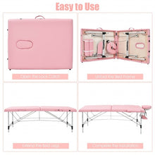 Load image into Gallery viewer, 84&#39;&#39; L Portable Adjustable Massage Bed with Carry Case for Facial Salon Spa -Pink
