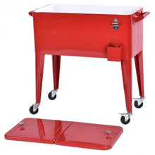 Load image into Gallery viewer, Red Portable Outdoor Patio Cooler Cart
