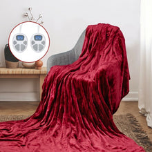 Load image into Gallery viewer, 84" x 90" Flannel Heated Electric Blanket with Dual Controllers -Red
