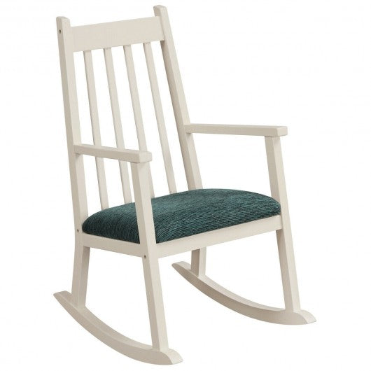 Children's Wooden Rocking Chair with Cushion-White