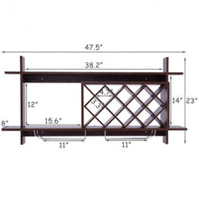 Load image into Gallery viewer, Wall Mount Wine Rack with Glass Holder &amp; Storage Shelf-Walnut
