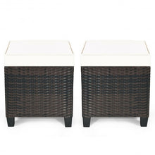Load image into Gallery viewer, 2PCS Patio Rattan Ottoman Cushioned Seat-Beige
