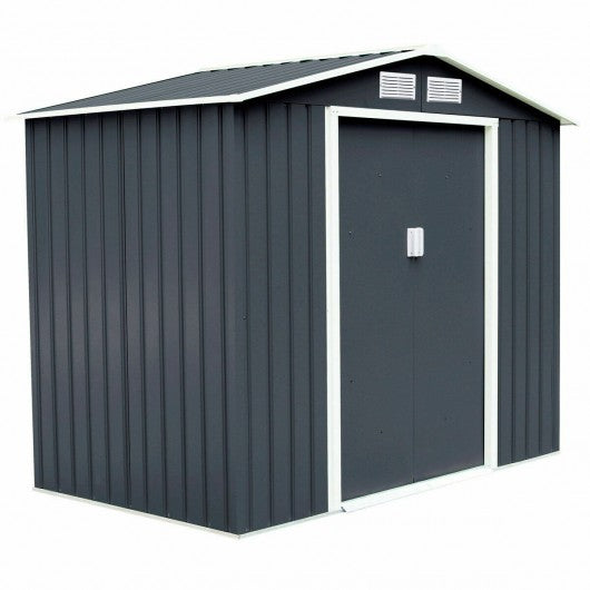 9' x 6' Outdoor Storage Shed Tool House Sliding Door Steel-Gray