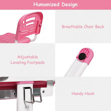 Load image into Gallery viewer, Adjustable Kids Desk Chair Set with Lamp and Bookstand-Pink
