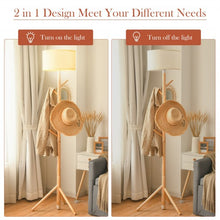 Load image into Gallery viewer, Multifunctional Wood Floor Light with 6 Hooks and E26 Lamp Holder for Living Room Bedroom Hallway
