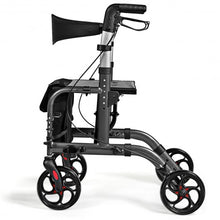 Load image into Gallery viewer, Aluminum Adjustable Folding Handle Medical Walker Rollator-Black
