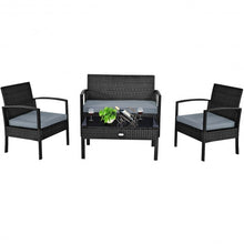 Load image into Gallery viewer, 4 PCS Patio Rattan Cushioned Furniture Set -Black
