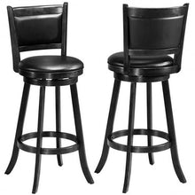 Load image into Gallery viewer, Set of 2 29" Swivel Bar Height Stool Wood Dining Chair Barstool-Black
