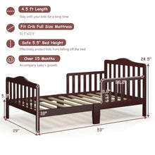 Load image into Gallery viewer, Classic Kids Wood Bed with Guardrails-Brown

