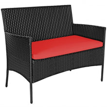 Load image into Gallery viewer, 4 Pcs Patio Rattan Cushioned Sofa Furniture Set w/Tempered Glass Coffee Table
