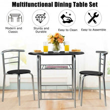 Load image into Gallery viewer, 3 pcs Home Kitchen Bistro Pub Dining Table 2 Chairs Set- Silver
