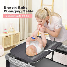 Load image into Gallery viewer, 3 in 1 Portable Baby Playard with Zippered Door and Toy Bar-Gray
