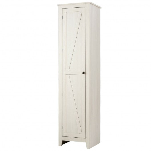 Linen Tower Bathroom Storage Cabinet Tall Slim Side Organizer with Shelf-White