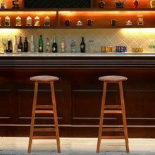 Load image into Gallery viewer, Set of 2 30" Acacia Wood Barstools with Round Seat and Square Leg
