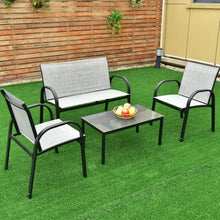 Load image into Gallery viewer, 4 pcs Patio Furniture Set with Glass Top Coffee Table-Gray
